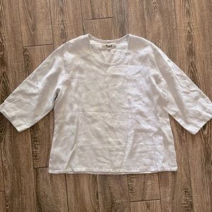FLAX 3/4 sleeve linen gray top/tunic